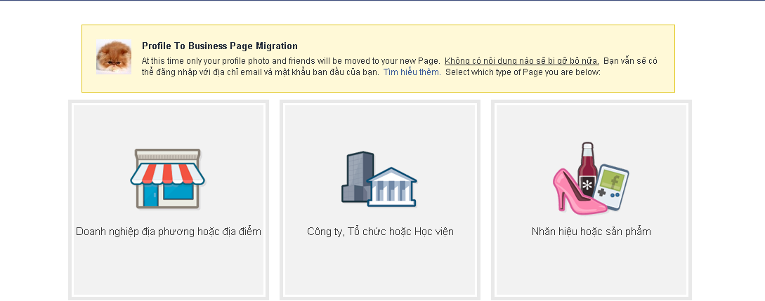 Chuyển trang cá nhân thành Fanpage