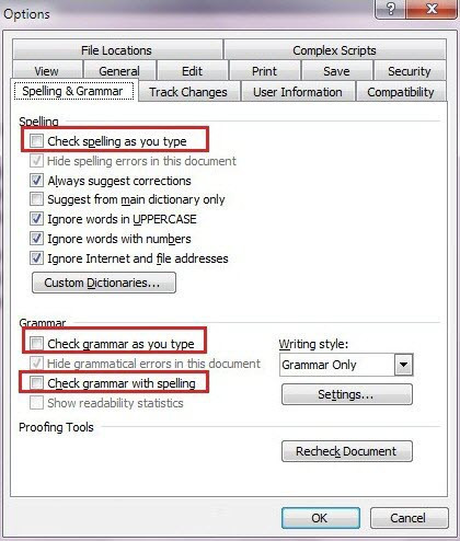 Bỏ chức năng kiểm tra chính tả trong văn bản word 02