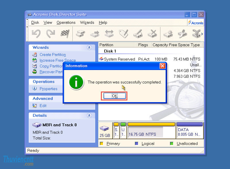 Cách chia lại ổ cứng không mất dữ liệu bằng Acronis disk director 13