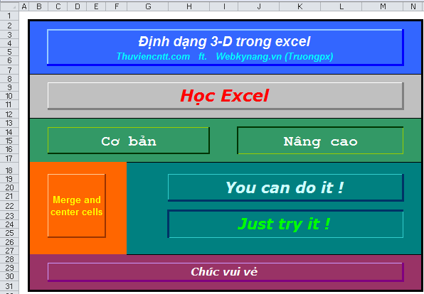 Định dạng hiệu ứng 3D trong Excel 2007 2010 2013