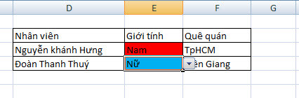 Cách tô màu cho các items (list box) trong danh sách trong excel