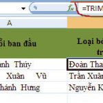 Cách dùng Hàm TRIM trong Excel