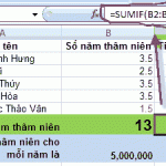 Dùng hàm SUMIF trong excel để tính tổng khi thỏa 1 điều kiện cho trước
