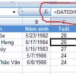 Hàm DATEDIF đề tính giá trị thời gian trong excel 02