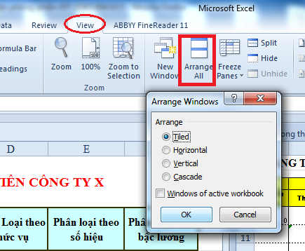 Mở cùng lúc nhiều bảng tính EXCEL khác nhau