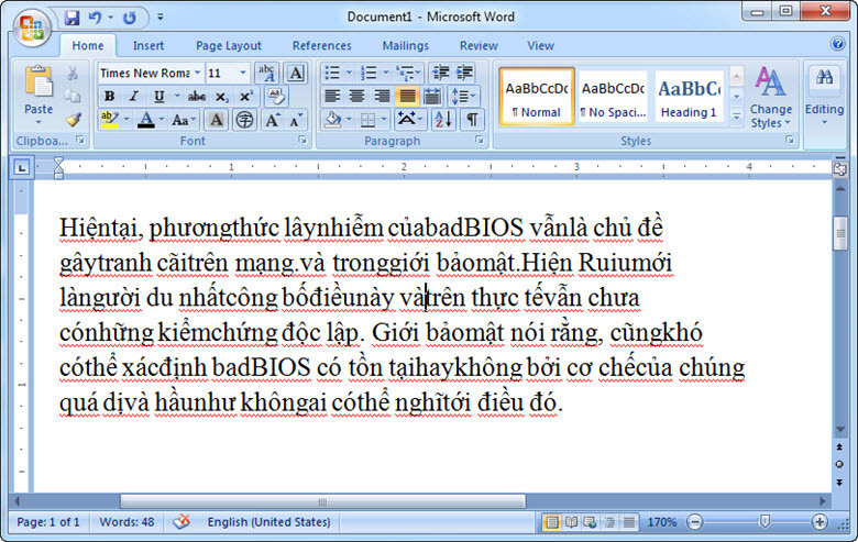 sửa lỗi dính chữ trong Word 2007