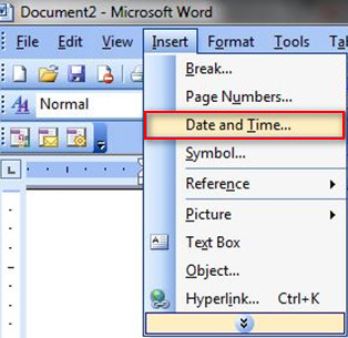 Cách chèn ngày giờ trong word 02