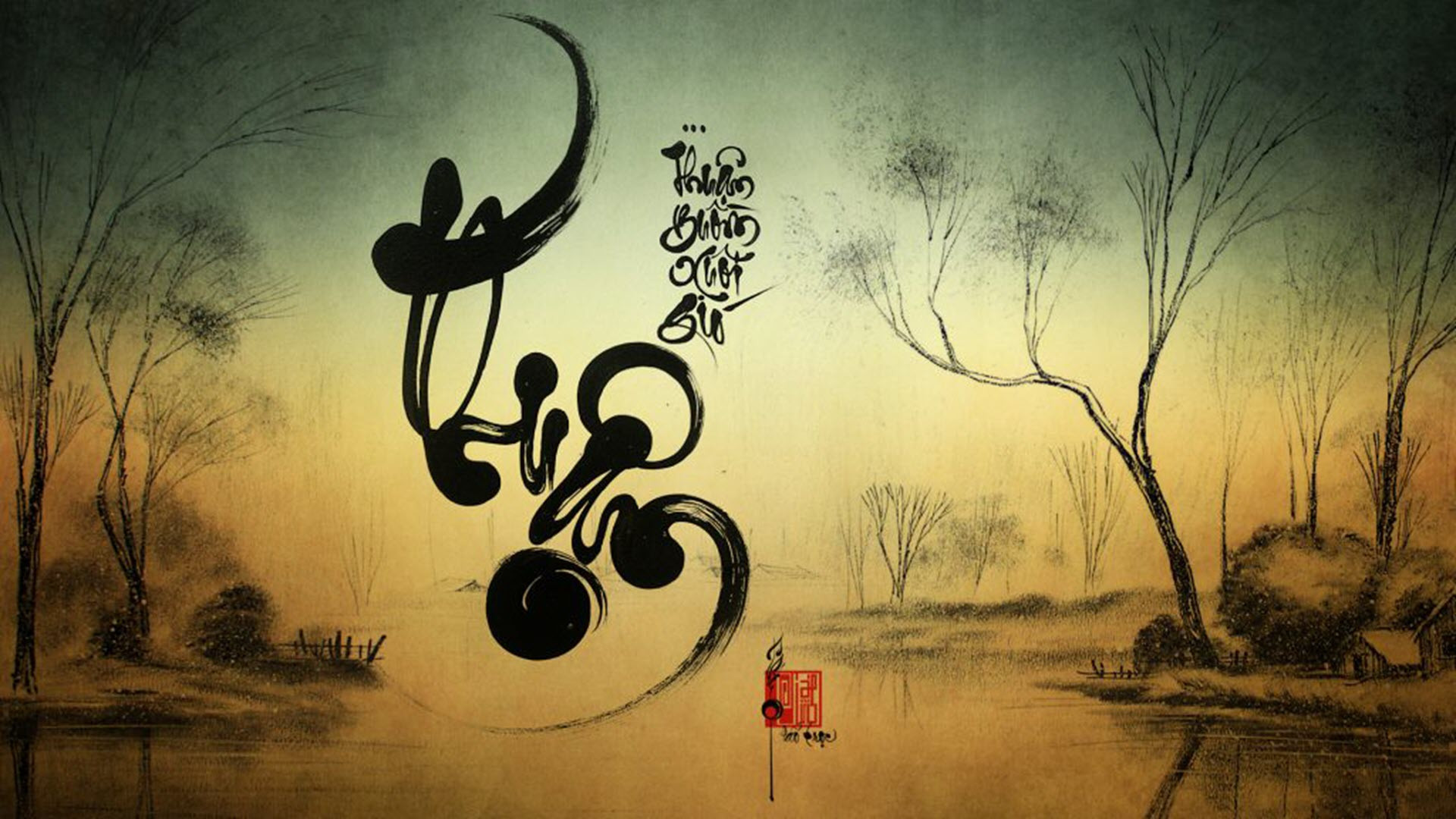 hình nền chữ thư pháp ý nghĩa nhất
