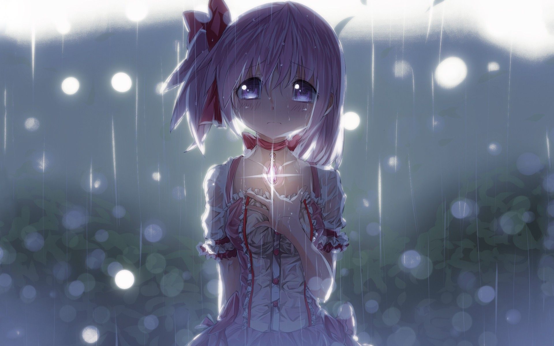 hình ảnh cô gái anime khóc dưới mưa