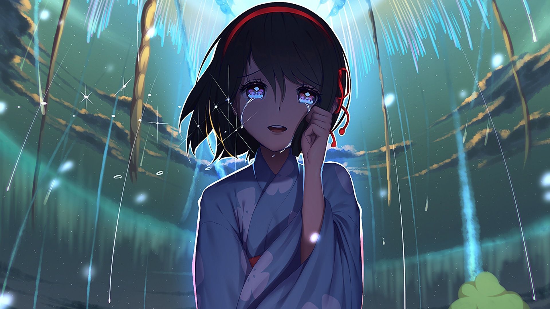 hình ảnh cô gái anime khóc thầm
