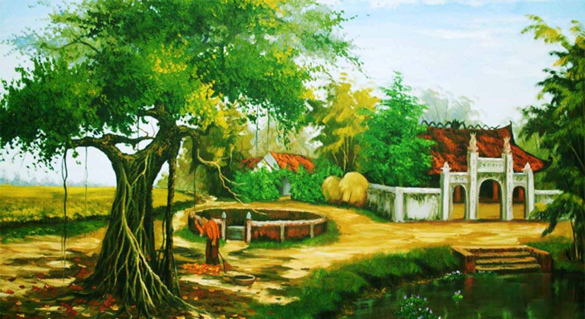 ảnh tranh phong cảnh làng quê việt nam