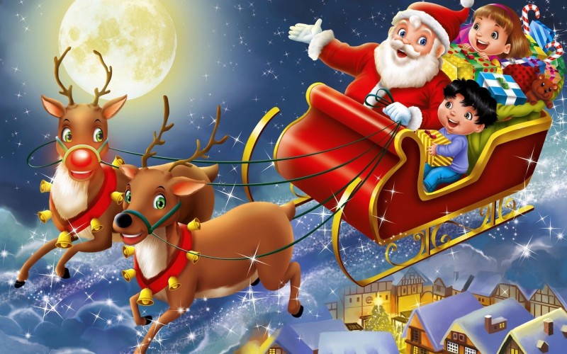 hình ông già noel cưởi tuần lộc