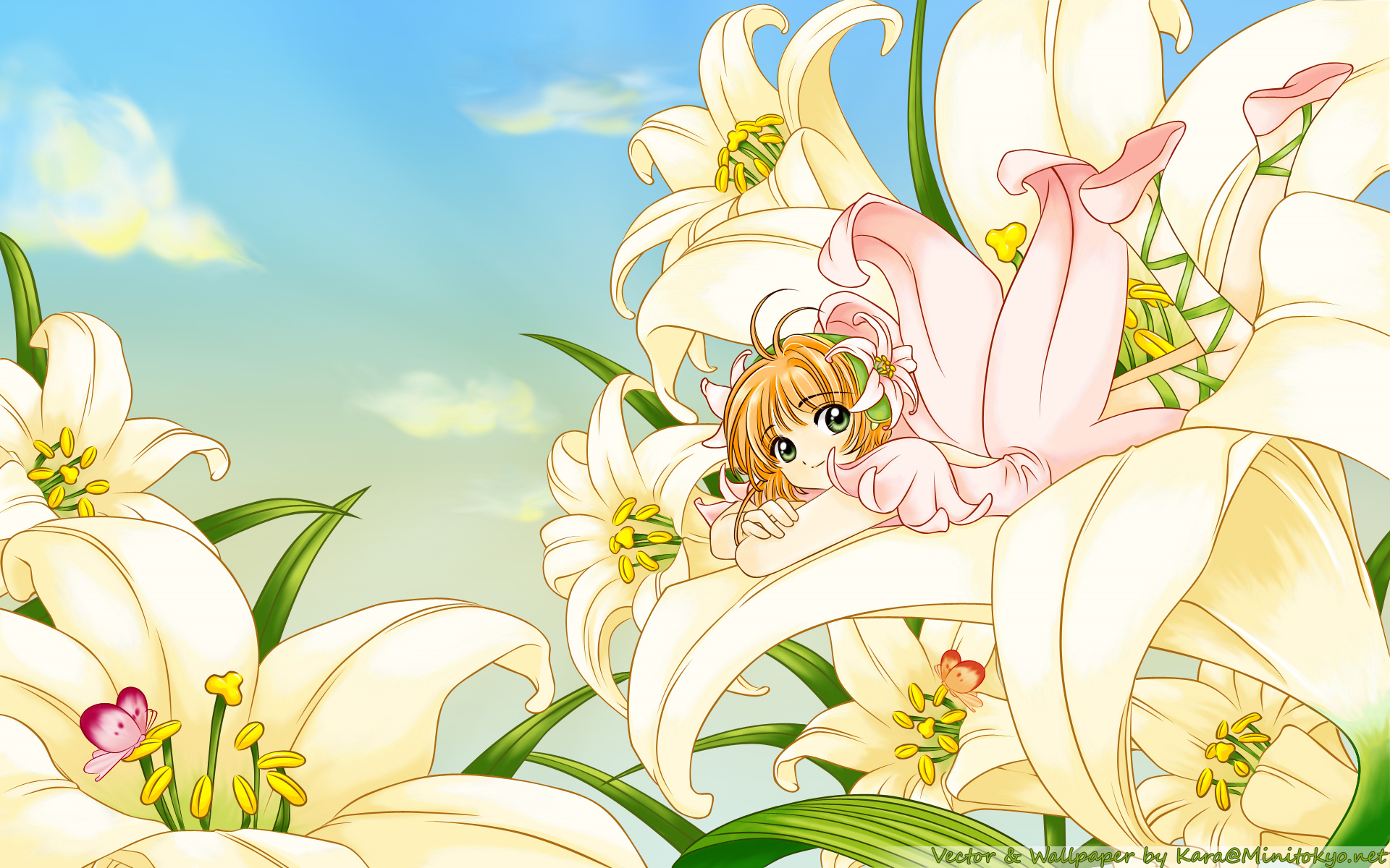 hình sakura e ấp bên hoa ly