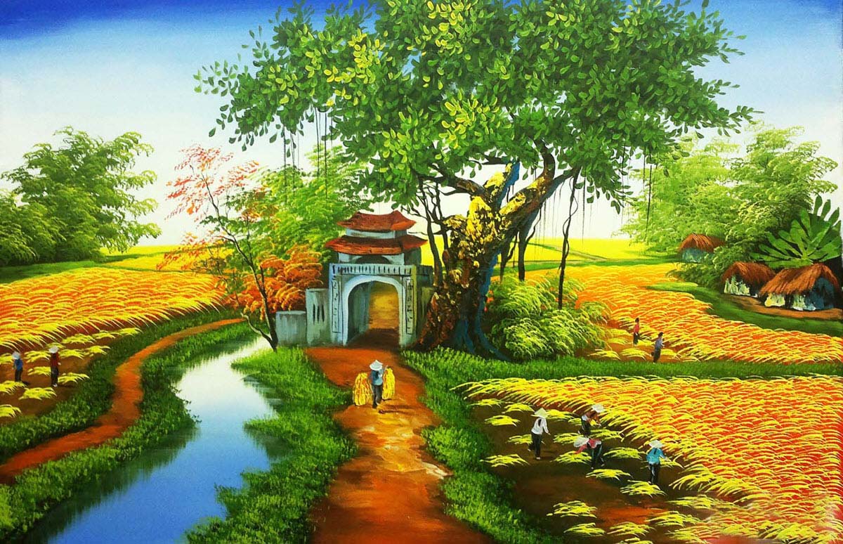 tranh đề tài phong cảnh quê hương