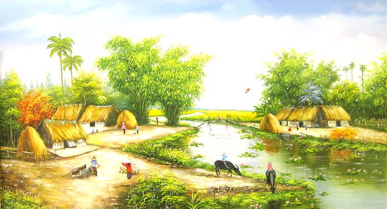 tranh phong cảnh làng quê đất nước