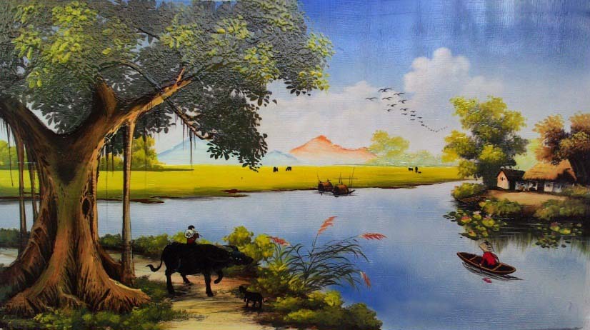 tranh phong cảnh làng quê việt nam