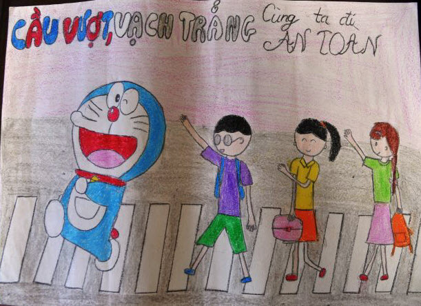tranh vẽ an toàn giao thông doremon