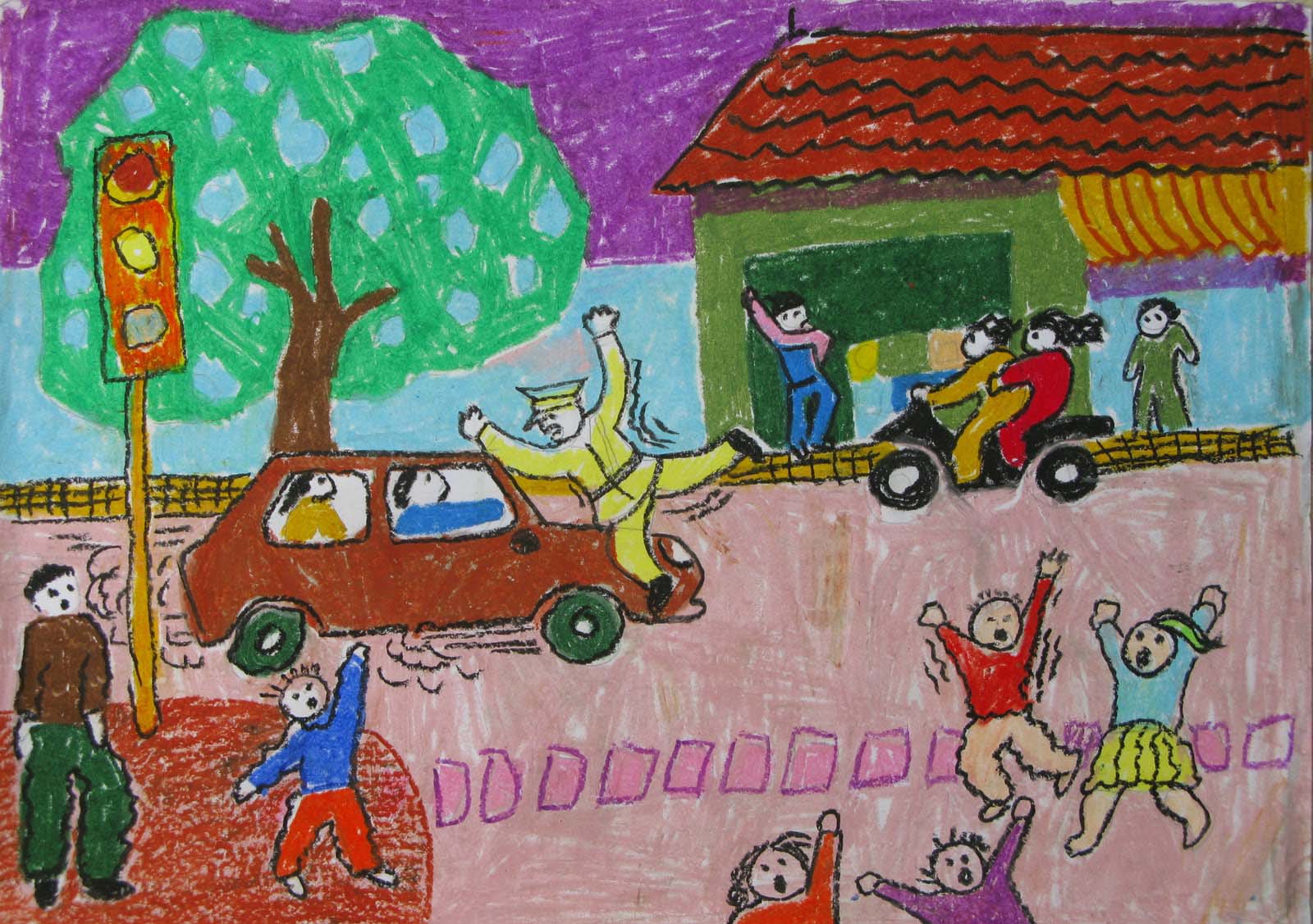 tranh vẽ chủ đề an toàn giao thông