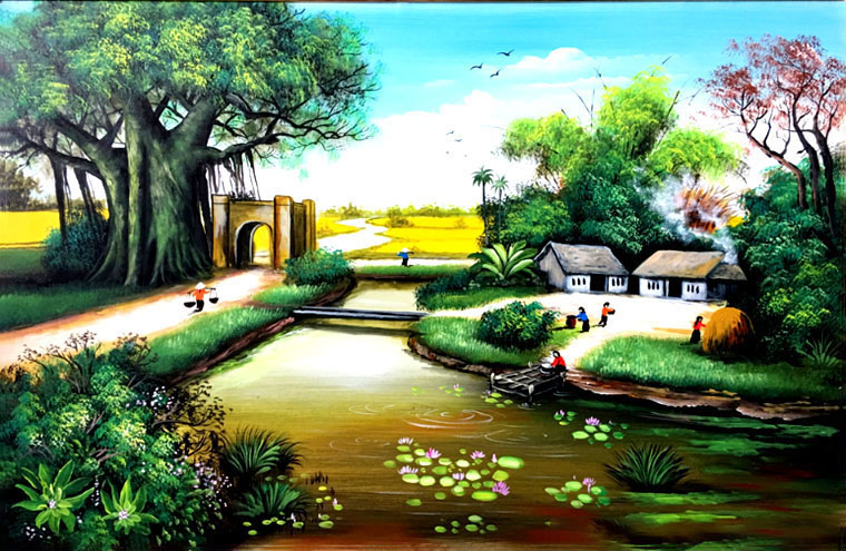 tranh vẽ phong cảnh đất nước đẹp