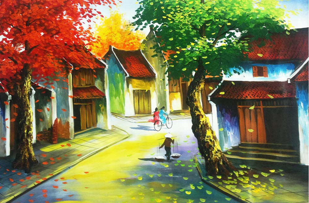 tranh vẽ tranh phong cảnh phố phường