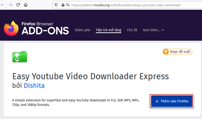 cài đặt addon Easy Youtube Video Downloader Express 01