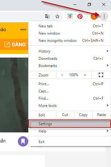 Màn hình setting chrome