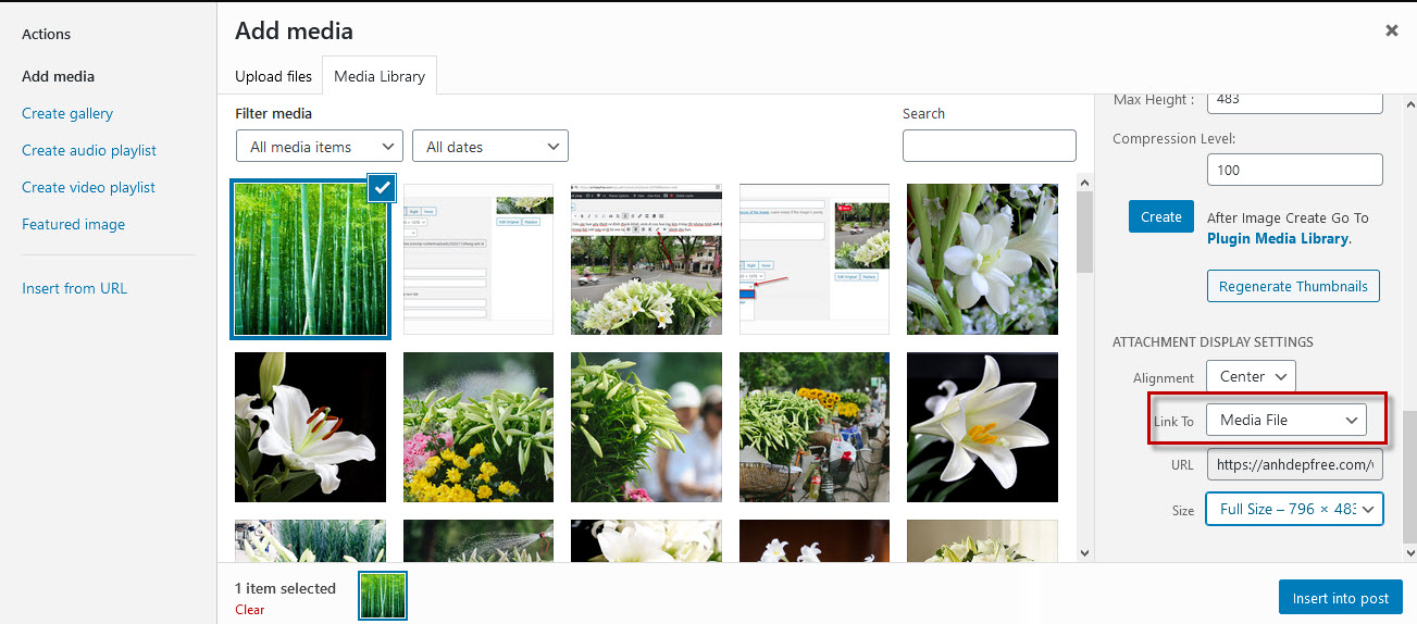 Cách chèn link ảnh trong wordpress 1