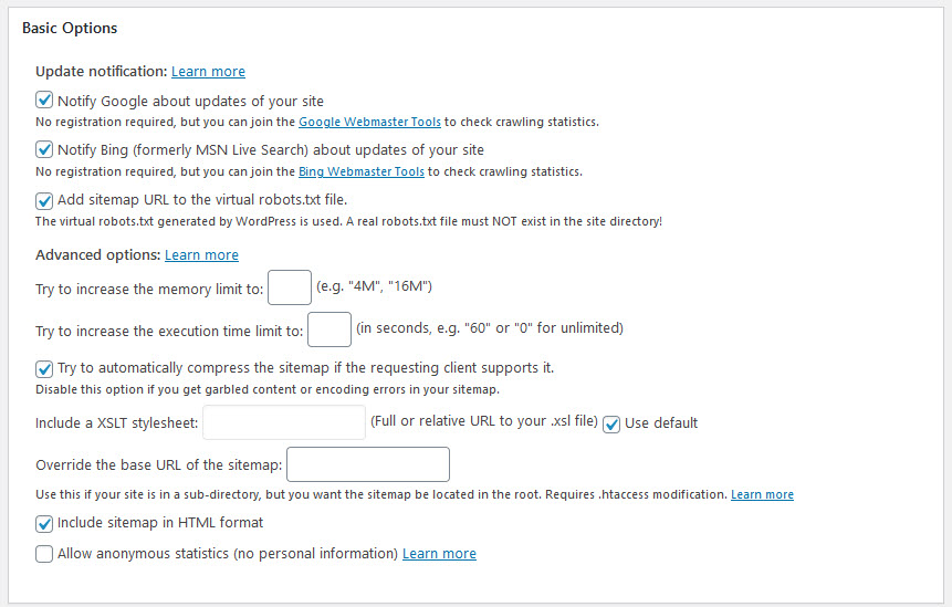 Include wordpress. Google XML Sitemaps плагин. Yoast SEO Sitemap.