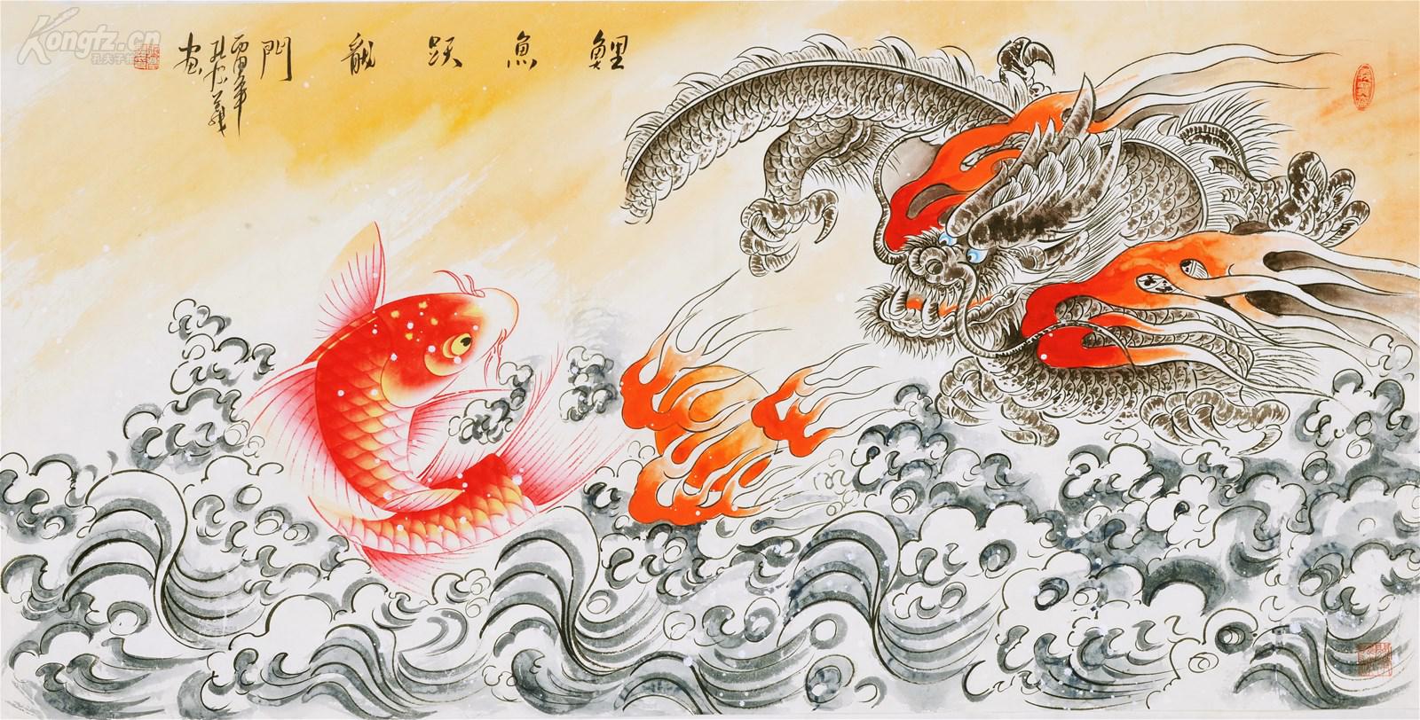 The best picture of a carp turning into a dragon - Lucky Wallpaper