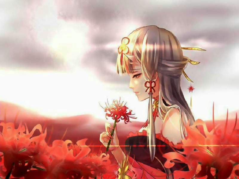 Hình Ảnh Hoa Bỉ Ngạn Anime Nữ Đẹp Buồn - Ảnh Hoa Đẹp